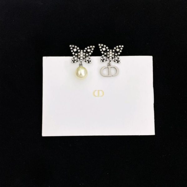 Boucles d'oreilles perles papillon diamant Dior