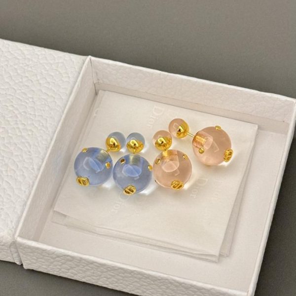 Boucles d'oreilles Dior bleu rose grosses et petites perles