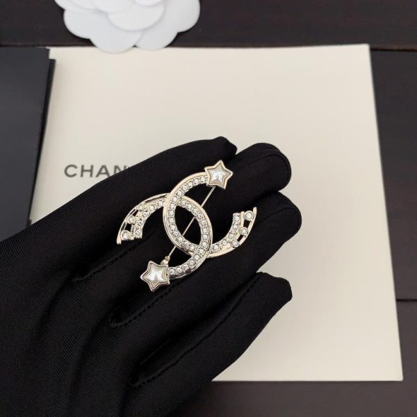 Broche cc en diamant rond étoile à cinq branches Chanel