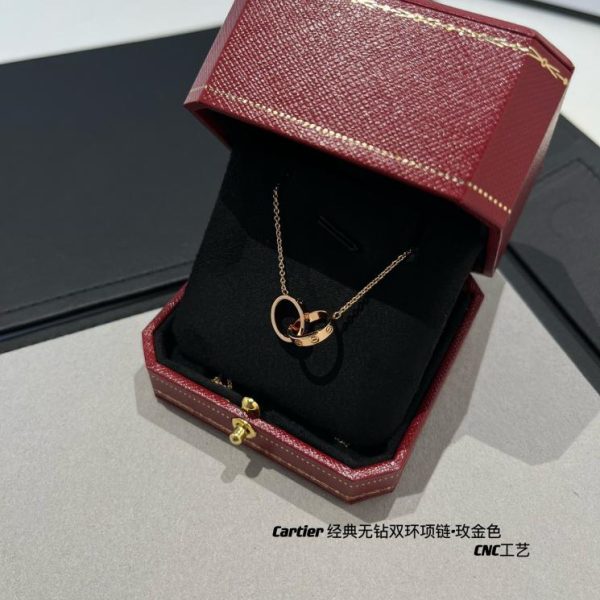 Collier double anneau classique sans diamants Cartier