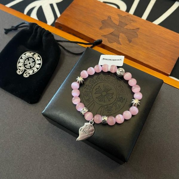 Bracelet multi-éléments vintage œil de chat rose Chrome Hearts