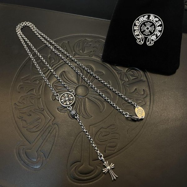 Collier de perles avec croix ronde vintage Chrome Hearts