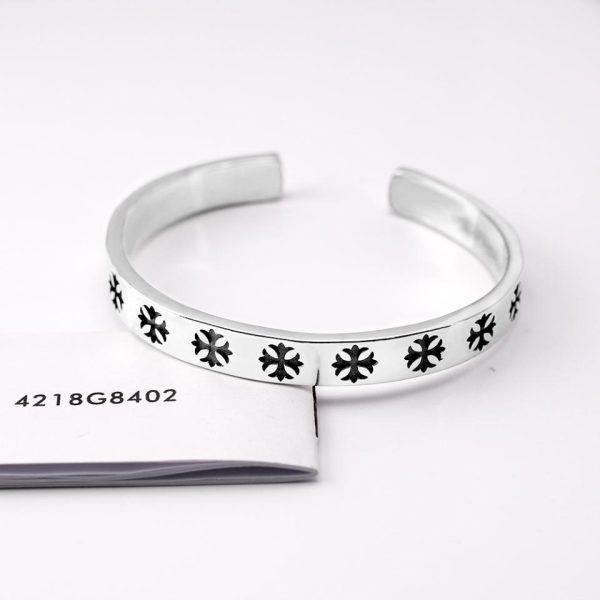 Bracelet ouvert avec croix et fleur Chrome Hearts