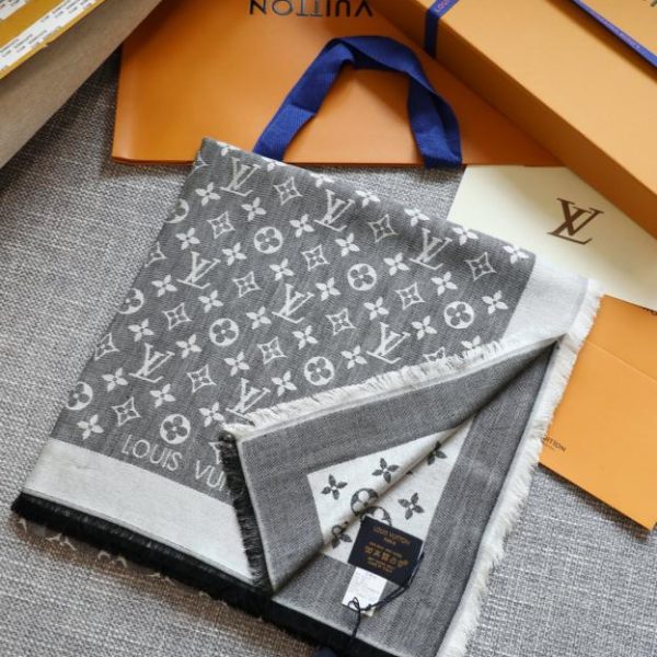 Écharpe carrée en jacquard ton sur ton Louis Vuitton