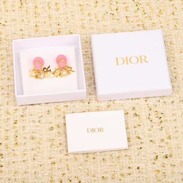 Boucles d'oreilles perles roses Dior