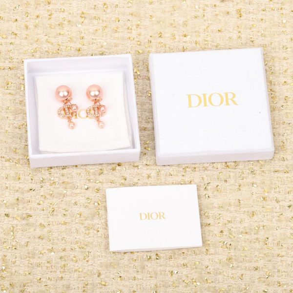 Boucles d'oreilles CD grandes et petites perles Dior