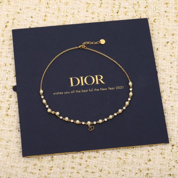 Collier monocouche de perles et diamants Dior