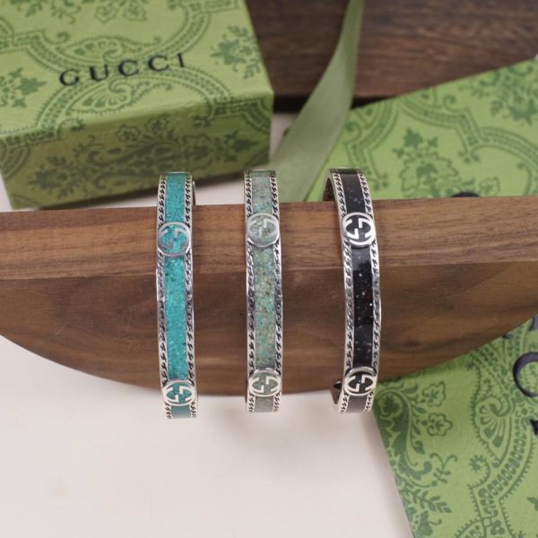 Bracelet en émail double g entrelacé Gucci