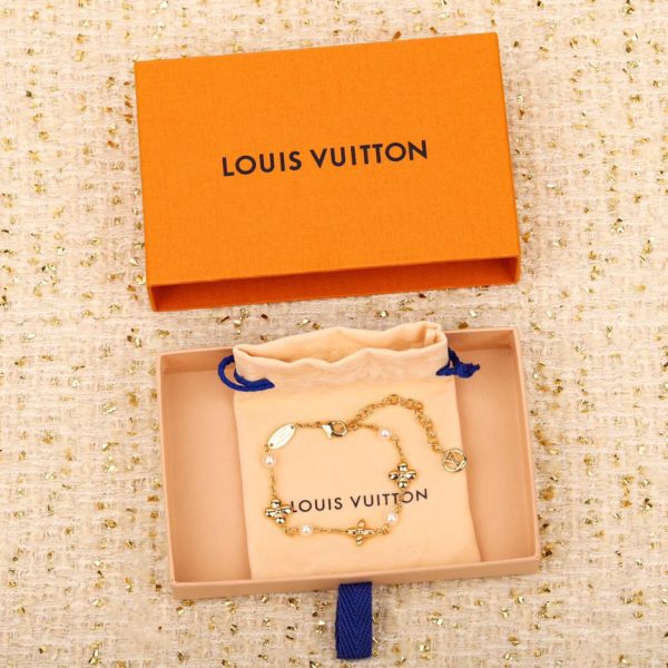 Bracelet LV en perles de fleurs en or vert