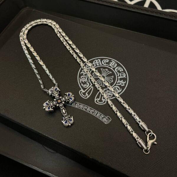 [Qualité comptoir] Chrome Hearts nouveau collier rétro classique croix croix fleur pendentif (18E4)
