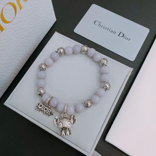 Bracelet style couple en agate multi-éléments Dior et argent thaïlandais (CD9A)