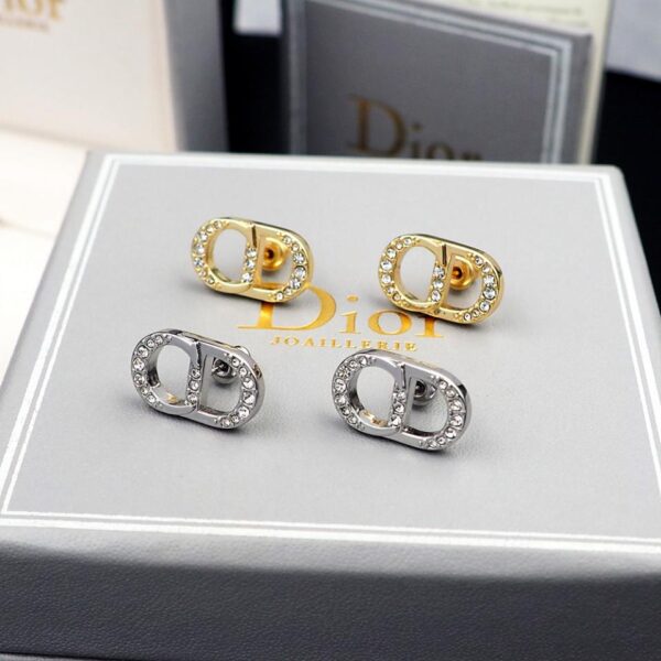Boucles d'oreilles Dior CD lettres entièrement diamants (0FDF)