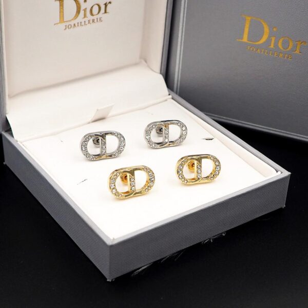 Boucles d'oreilles Dior CD lettres entièrement diamants (1410)