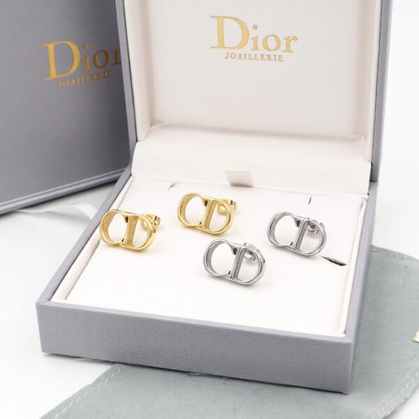 Petites boucles d'oreilles Dior CD en stock argent doré (717F)
