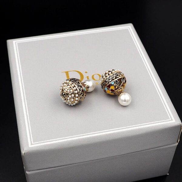 Boucles d'oreilles en émail vintage synchronisées avec compteur Dior (0B11)