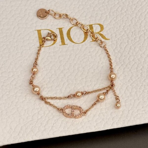 Dior dernier bracelet double couche cd en or rose (5442)