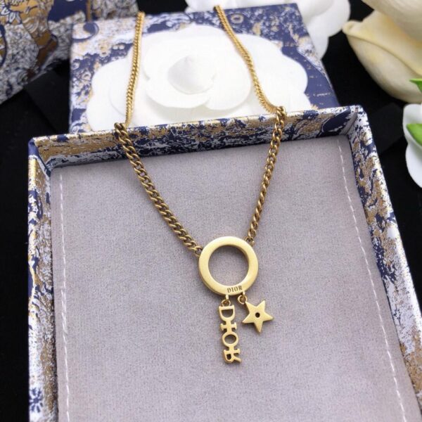 Dior Original nouveau produit rond CD pendentif micro-serti diamant étoile collier (C5CA)