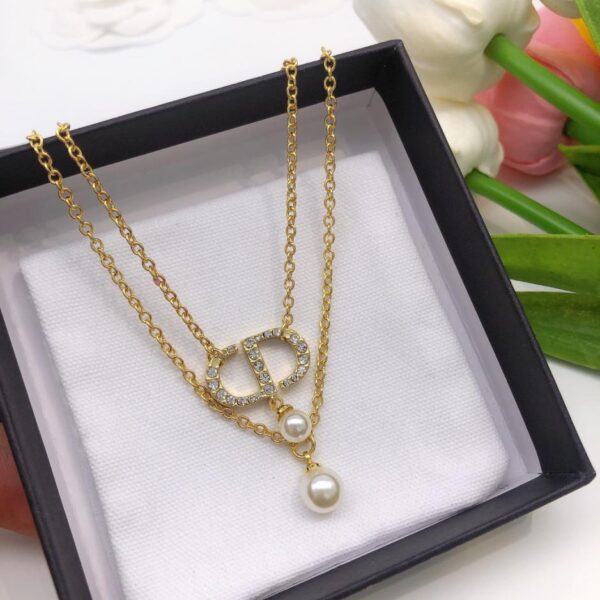 Collier double couche CD avec police Dior, compteur cohérent (C583)