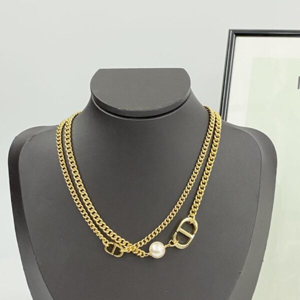 Collier DIOR Collier de perles CD double couche Collier CD en métal cool (DCF6)