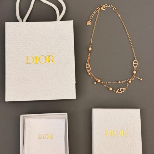Dior dernier collier double couche cd en or rose (24C1)