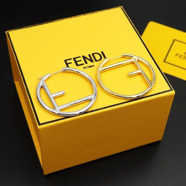 Boucles d'oreilles FENDI lettre grand cerceau bicolore (1FC5)