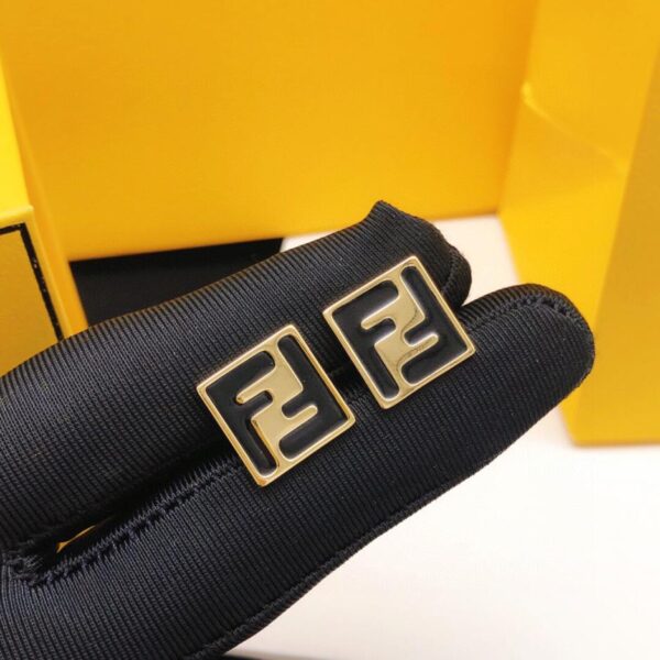 Fendi boucles d'oreilles carrées goutte d'huile noire (22AF)