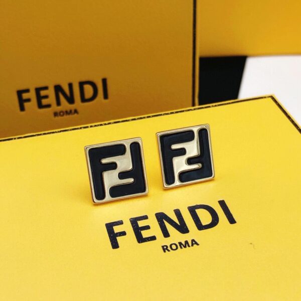 Fendi Boucles d'oreilles carrées Gouttes d'huile noire (F4D0)