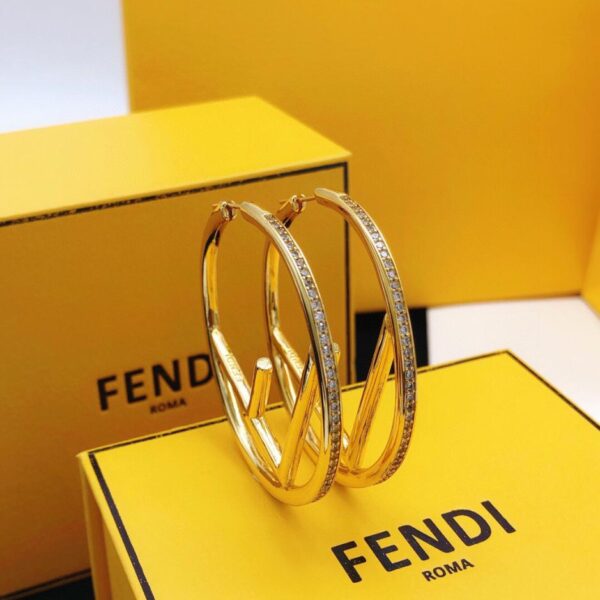 Boucles d'oreilles Fendi grand diamant rond 5cm (6F45)