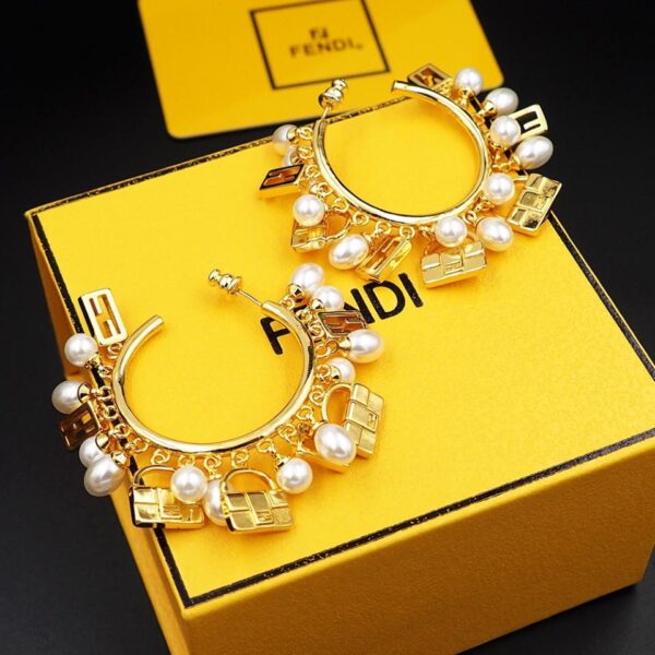 FENDI petites boucles d'oreilles créoles en perles de sac (7DE7)