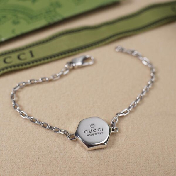 [Argent sterling 925 intégral] Bracelet brillant avec lettre hexagonale Gucci Série Trademark, même style pour hommes et femmes (A453)