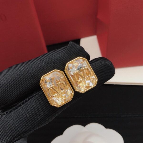 Boucles d'oreilles Valentino strass sucre de roche carré (6BF1)