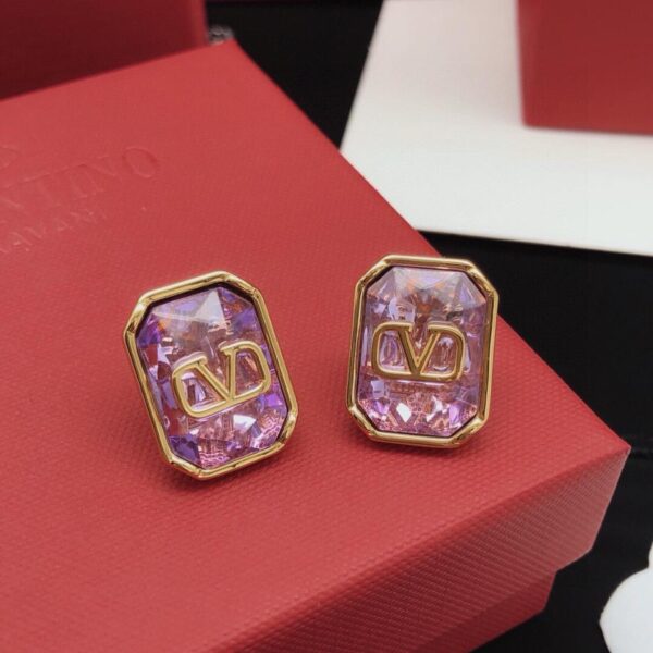 Boucles d'oreilles Valentino carré sucre sucre strass violet (1C6A)