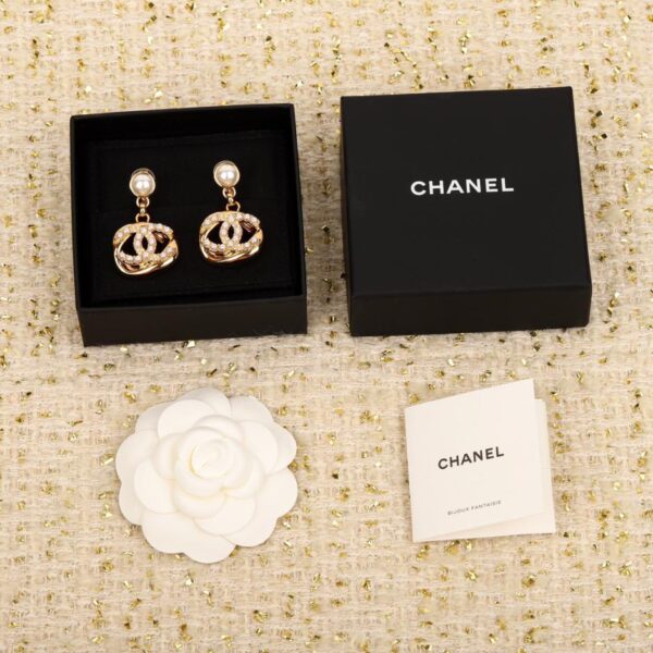 Clips d'oreilles en forme de cube de sucre torsadé creux suspendus en perles Chanel
