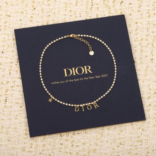 Collier strass lettre Dior