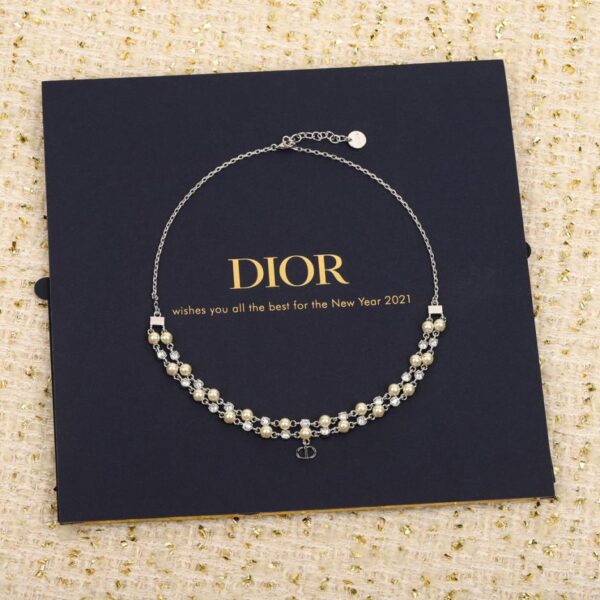 Collier double épaisseur de perles et diamants Dior