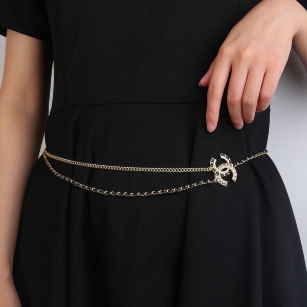 Chanel nouvelle chaîne de taille double C en cuir d'agneau (9EE1)
