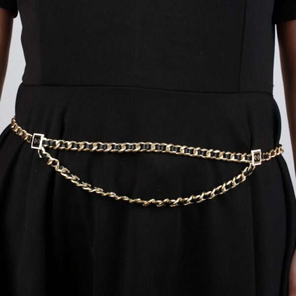 Chanel nouvelle chaîne de taille chaîne de corde en cuir double C (1D1D)