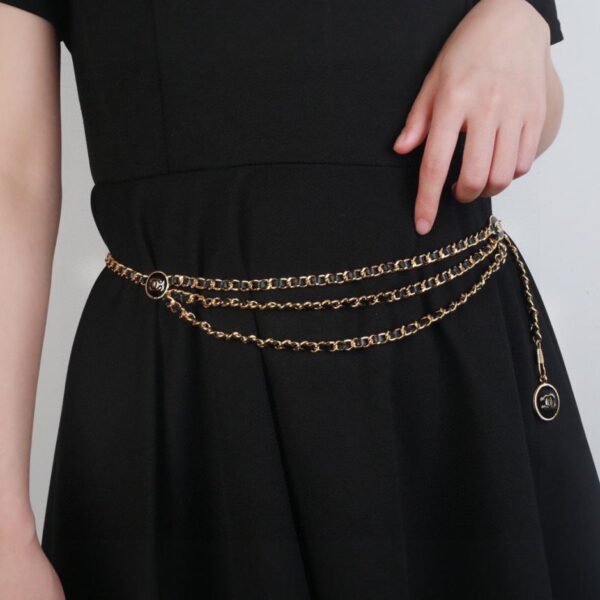 Chanel nouvelle chaîne de taille lion en cuir d'agneau (5E99)