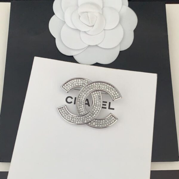 Chanel dernière broche cc en diamant platine (8B28)