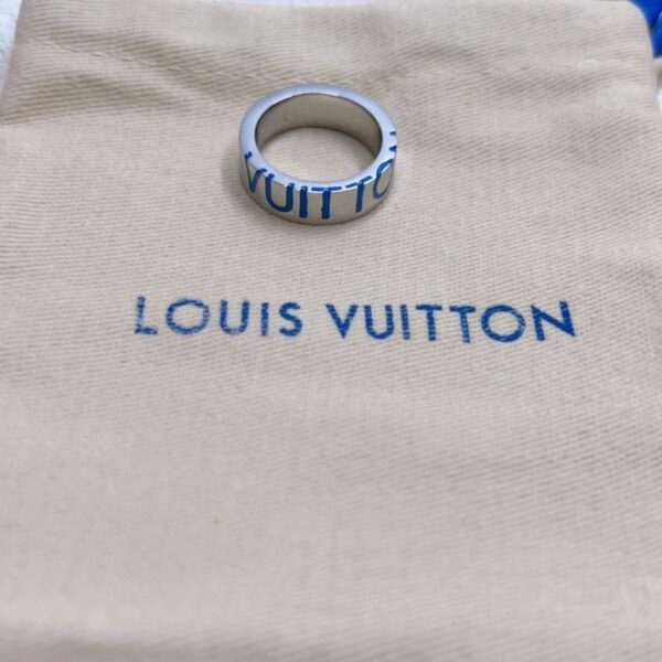 Bague en argent avec logo imprimé lettre bleue Louuis Vuitton (AA59)