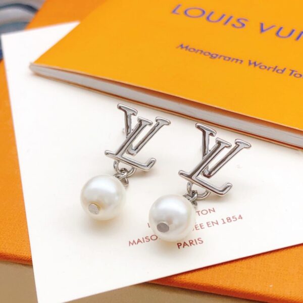 Louuis Vuitton dernières boucles d'oreilles en perles suspendues en argent (1A63)