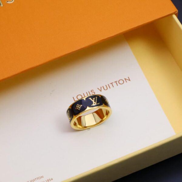 Louis Vuitton nouvelle bague argentée avec logo imprimé taille 6-11 (B7CA)