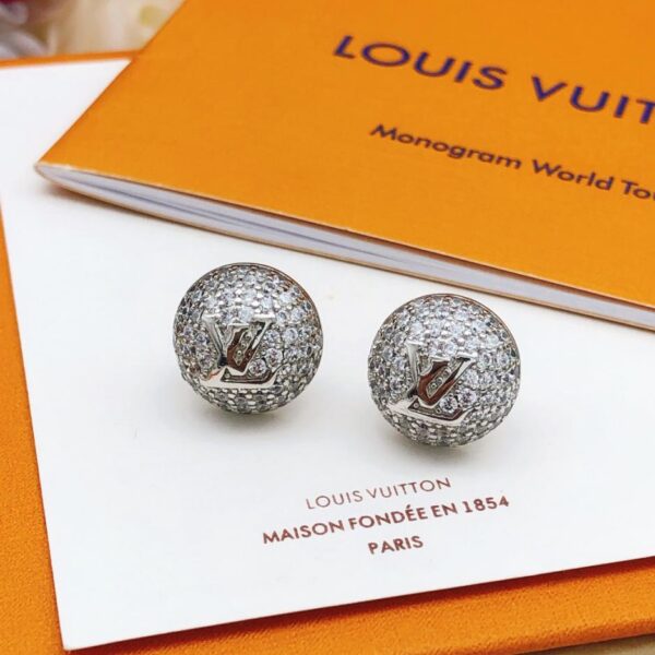 Louuis Vuitton dernières boucles d'oreilles rondes en diamant argenté (278C)