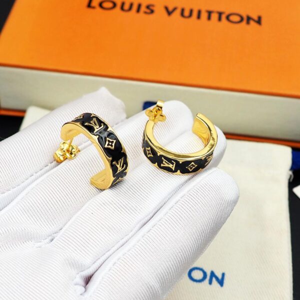 Boucles d'oreilles Louis Vuitton Nanogram en émail (D691)