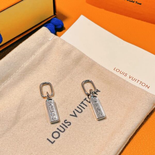 Boucles d'oreilles LES GASTONS VUITTON TAG SINGLE HOOP en or 18 carats (blanc) (D102)