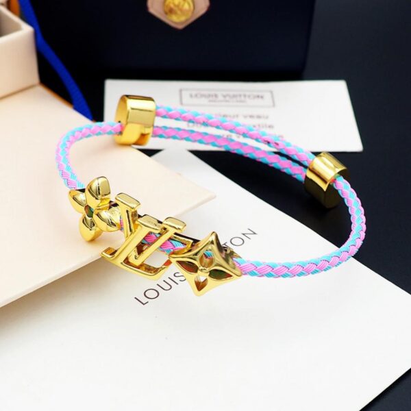 Bracelet en fil d'acier couleur fleur lettre Louuis Vuitton Rose Violet (1C95)