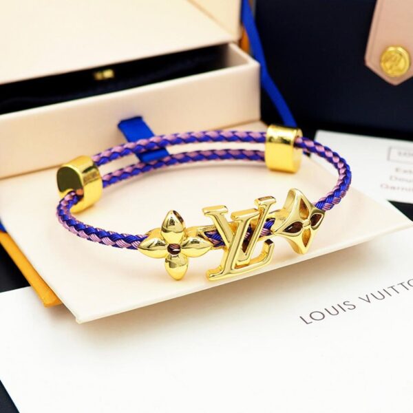 Bracelet en fil d'acier couleur fleur lettre Louuis Vuitton Violet bleu (B322)