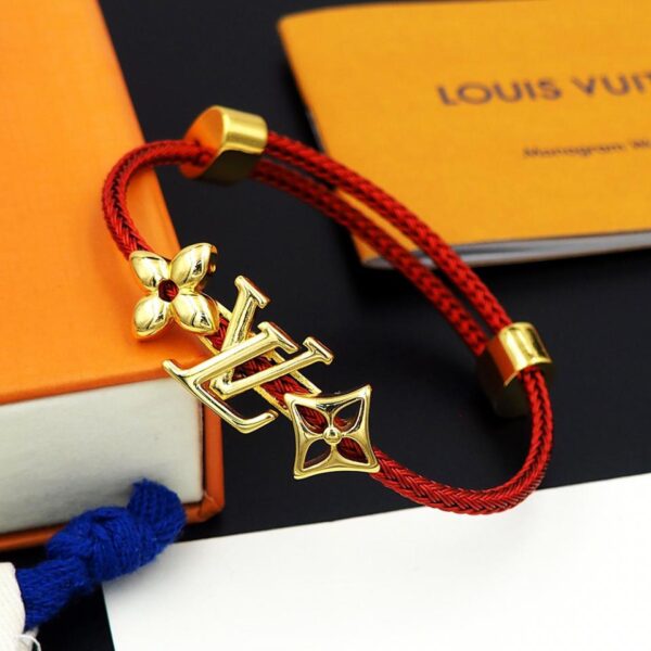 Bracelet en fil d'acier couleur fleur lettre Louuis Vuitton Rouge (159F)