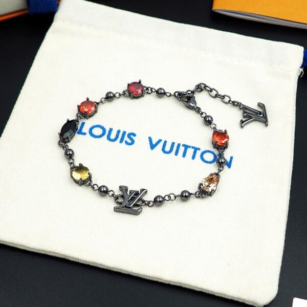 Bracelet lettre diamant couleur pistolet Louis Vuitton (5C42)