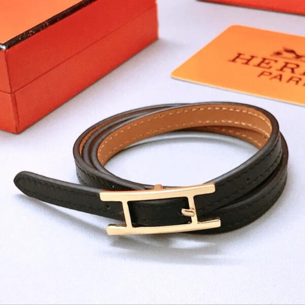 HERMES Bracelet en cuir à trois cercles série Hermès Bracelet en cuir de veau pur (1SGZD)